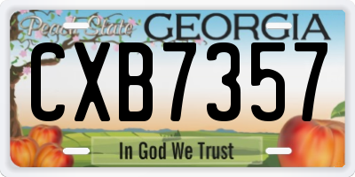 GA license plate CXB7357