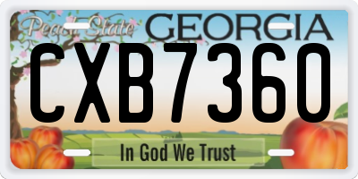 GA license plate CXB7360