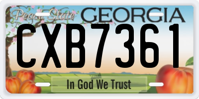 GA license plate CXB7361