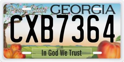 GA license plate CXB7364