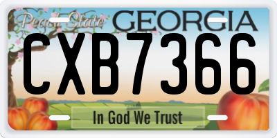 GA license plate CXB7366