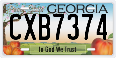 GA license plate CXB7374