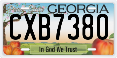 GA license plate CXB7380