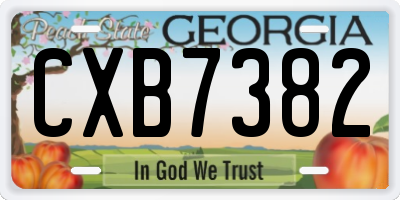 GA license plate CXB7382
