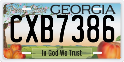 GA license plate CXB7386