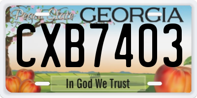 GA license plate CXB7403