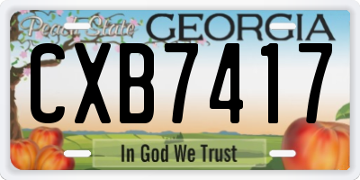 GA license plate CXB7417