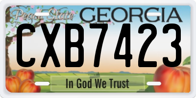 GA license plate CXB7423