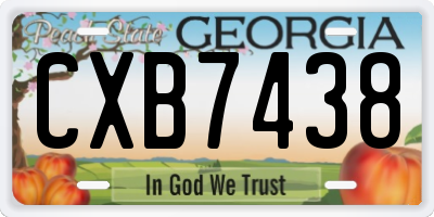 GA license plate CXB7438