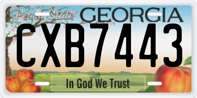 GA license plate CXB7443