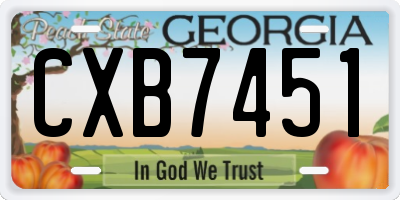 GA license plate CXB7451