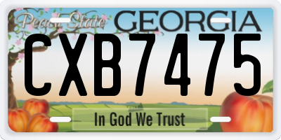 GA license plate CXB7475