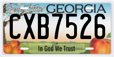 GA license plate CXB7526