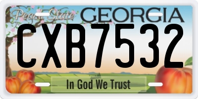GA license plate CXB7532