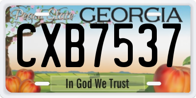 GA license plate CXB7537