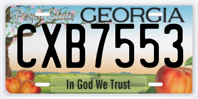 GA license plate CXB7553