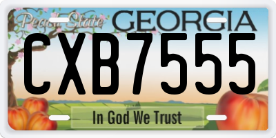 GA license plate CXB7555