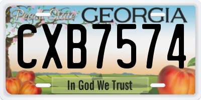 GA license plate CXB7574
