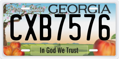 GA license plate CXB7576