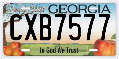 GA license plate CXB7577
