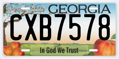 GA license plate CXB7578
