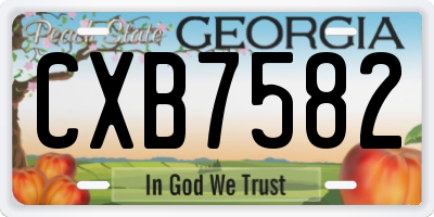 GA license plate CXB7582