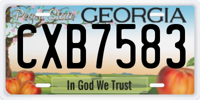 GA license plate CXB7583