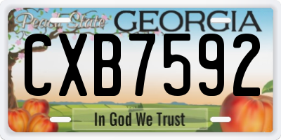 GA license plate CXB7592