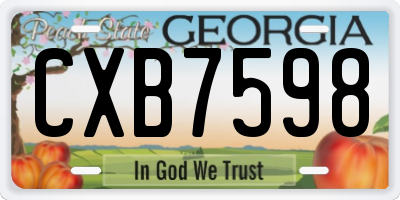 GA license plate CXB7598
