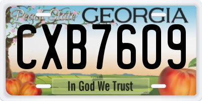GA license plate CXB7609