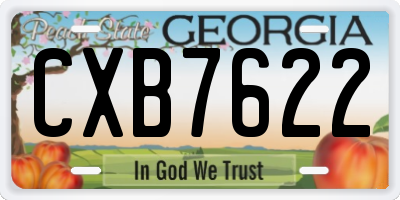 GA license plate CXB7622