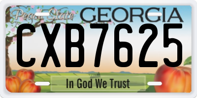 GA license plate CXB7625