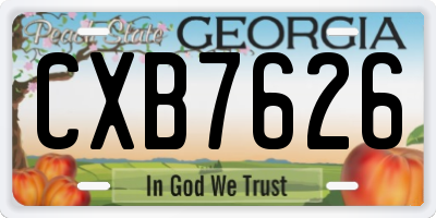 GA license plate CXB7626