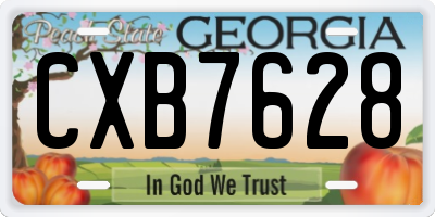 GA license plate CXB7628