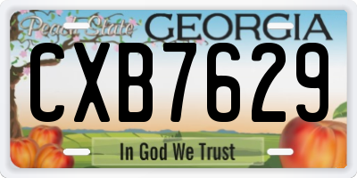 GA license plate CXB7629