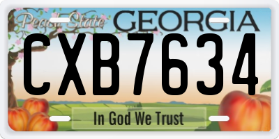 GA license plate CXB7634