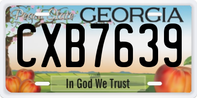 GA license plate CXB7639