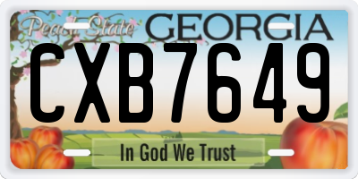 GA license plate CXB7649