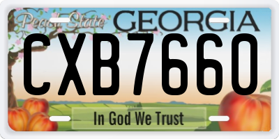 GA license plate CXB7660