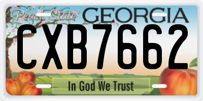 GA license plate CXB7662