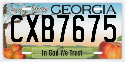 GA license plate CXB7675
