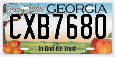 GA license plate CXB7680