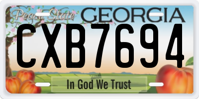 GA license plate CXB7694