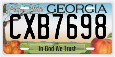 GA license plate CXB7698