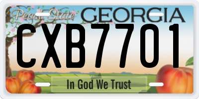 GA license plate CXB7701
