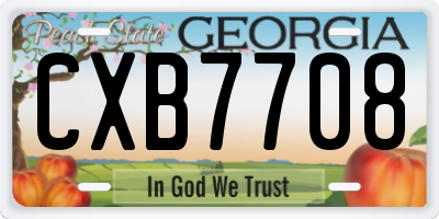GA license plate CXB7708