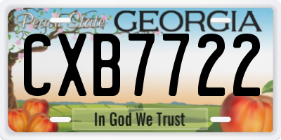 GA license plate CXB7722