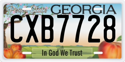 GA license plate CXB7728