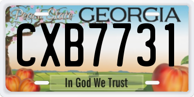 GA license plate CXB7731
