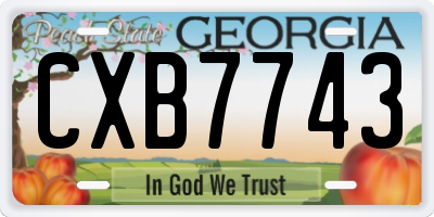GA license plate CXB7743